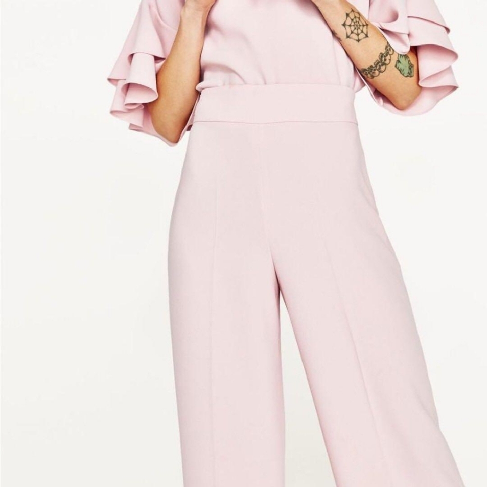 Zara Woman pink wide leg culottes Sz Medium